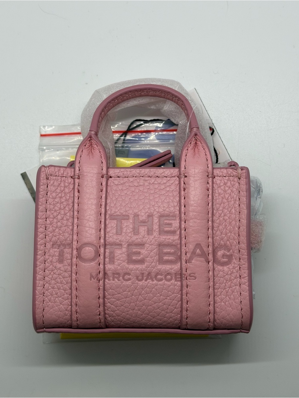 Marc Jacobs The Tote Bag Nano Leather Tote in Pink Bag Charm